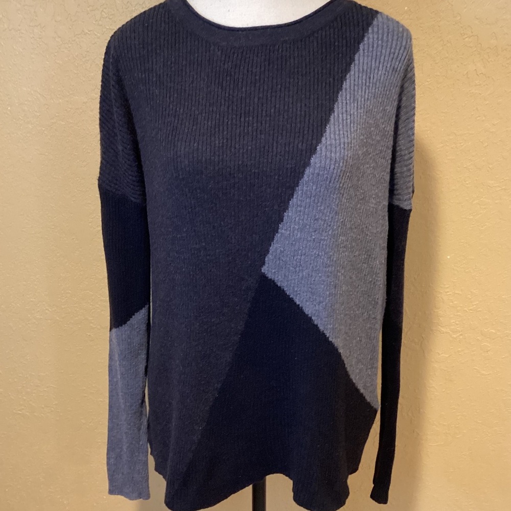 Smart‎ Wool Color Block Women's Crewneck sweater, gray, Charcoal, black, Large